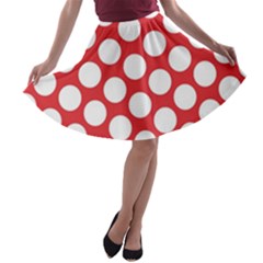 Red Polkadot A-line Skater Skirt